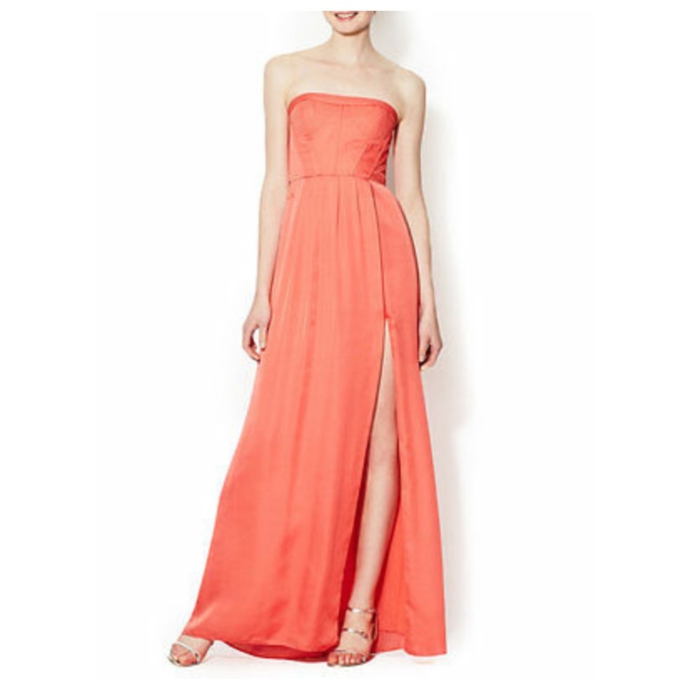 BCBG coral floor length dress